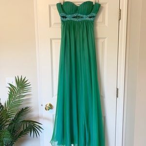 Cache Strapless Turquoise Green Prom Dress US6